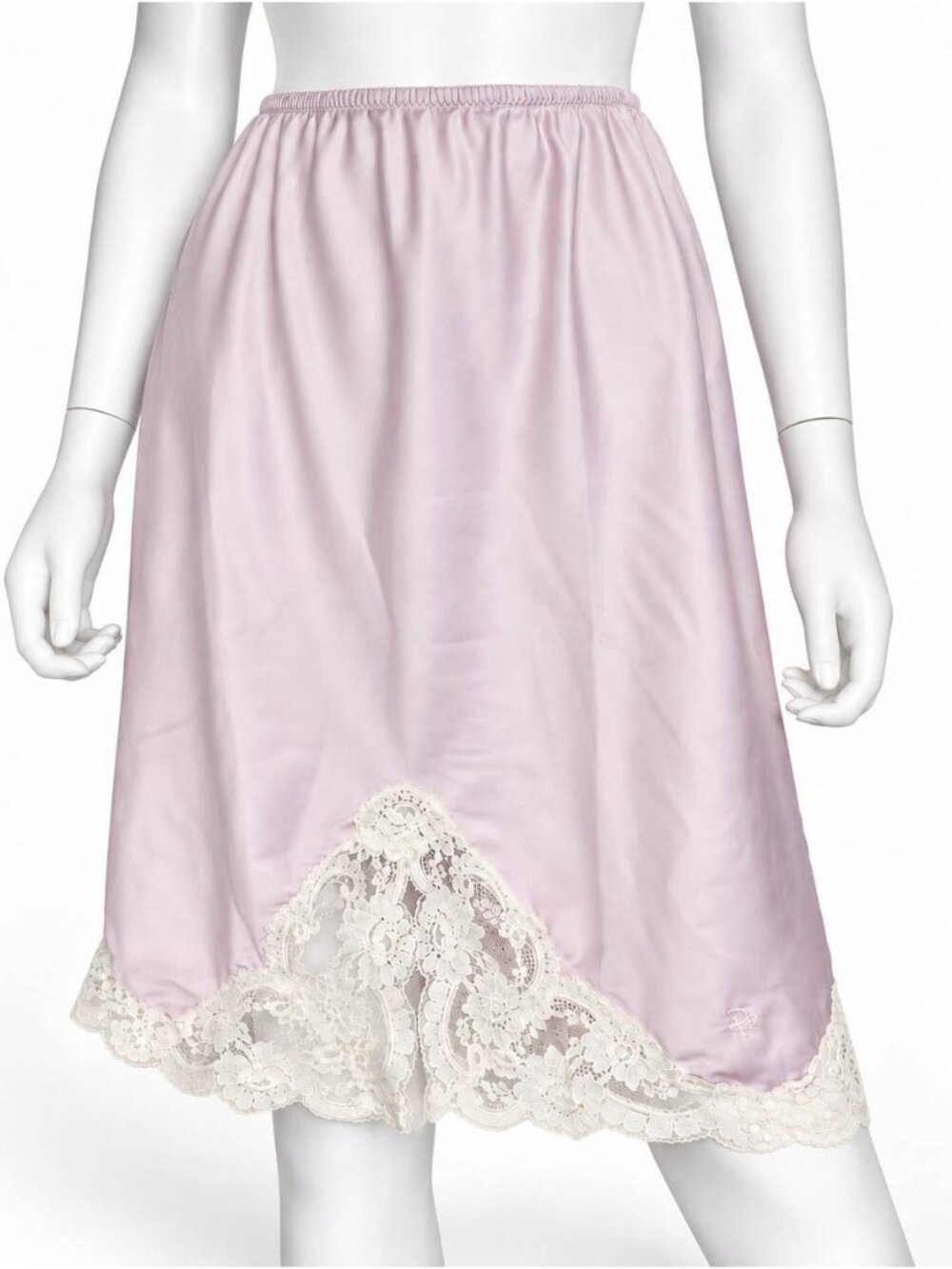 Vintage 80s Christian Dior Lilac Women's Small Satin Lace Half Slip Skirt